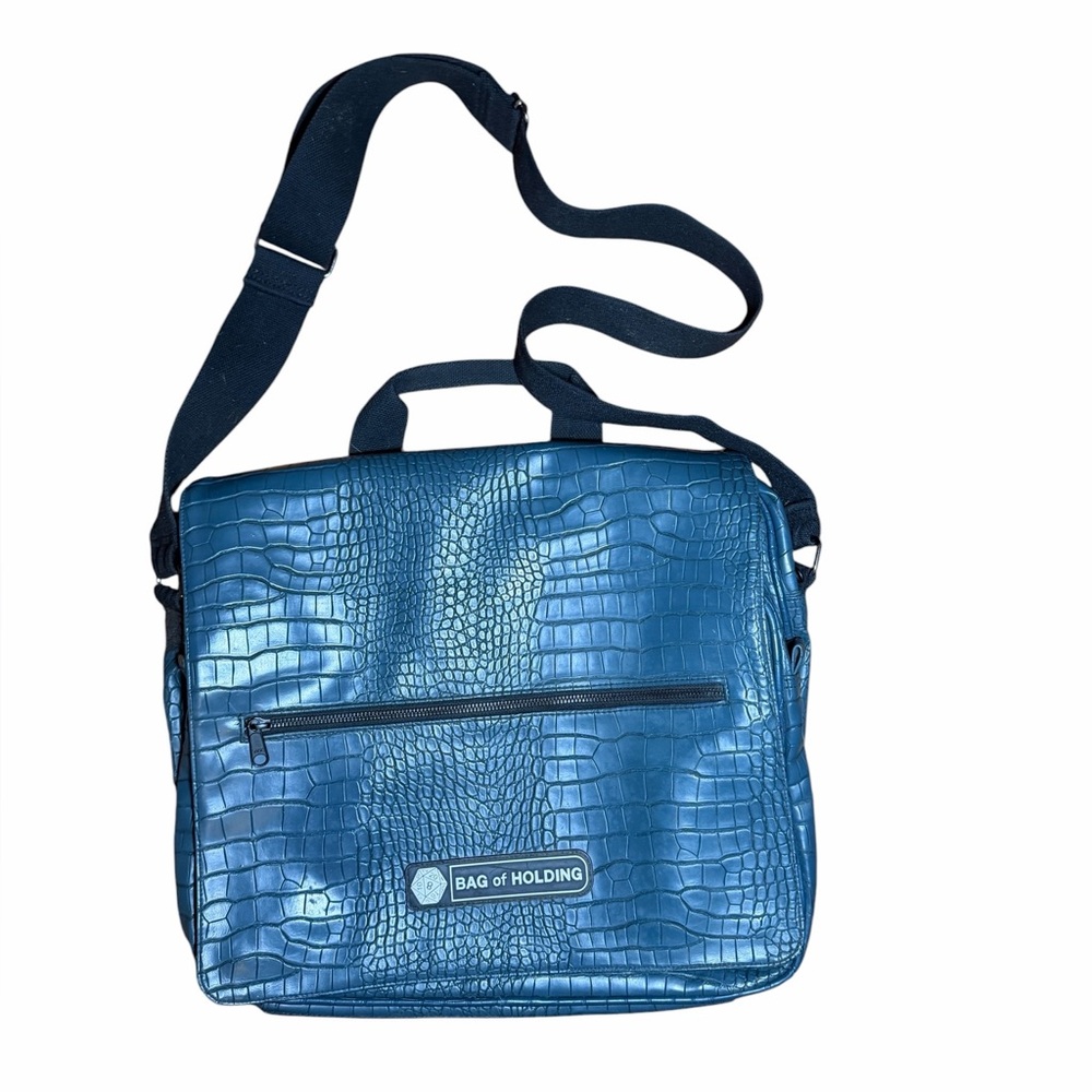 Bag of Holding Dragon Scale Teal Laptop Bag Croc Embossed Vegan Leather RARE